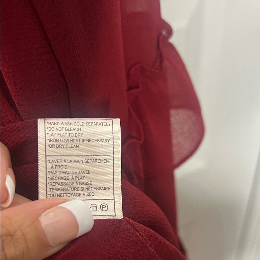 BB Dakota Burgundy Ruffle Blouse M - Picture 5 of 5